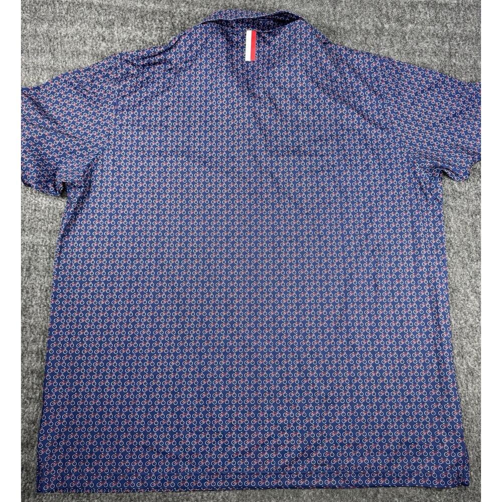 Mens Rhoback Blue Bicycle Print Performance Golf Polo Shirt Size XXXL 3X - Picture 2 of 8